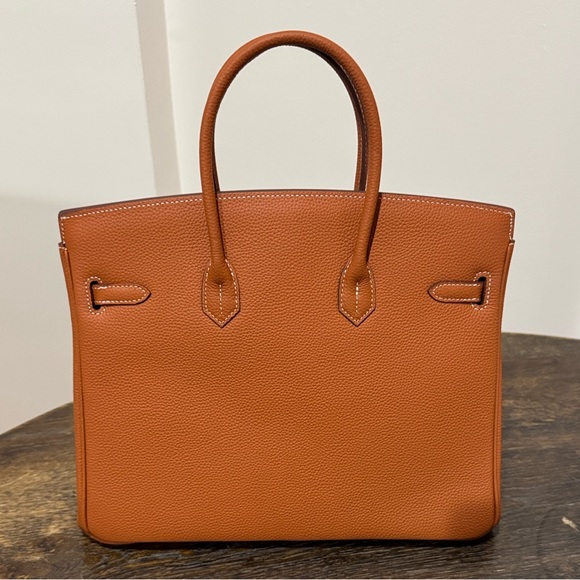 35CM Togo Leather Top Handle Satchel Bag - Golden - Picture 4 of 11